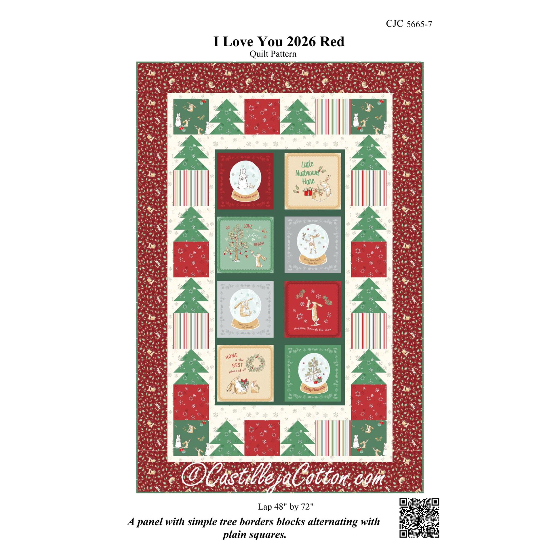 Cover image of pattern for I Love You 2026 Red quilt.