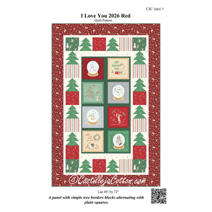 Cover image of pattern for I Love You 2026 Red quilt.