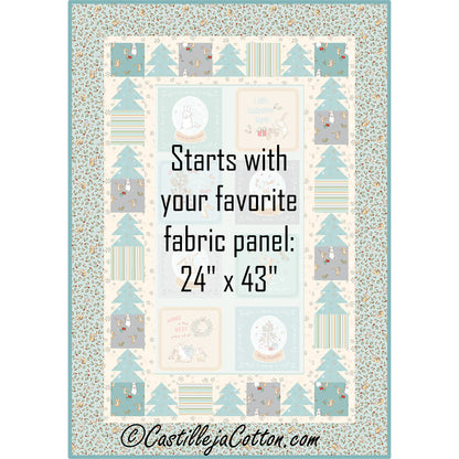 I Love You 2026 Pastel quilt features a panel with simple tree borders blocks alternating with plain squares. Image shows a white block where you add your own panel.