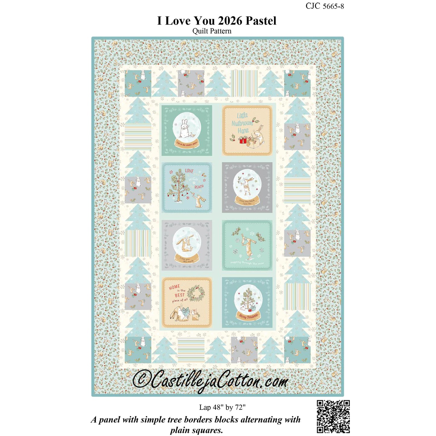 Cover image of pattern for I Love You 2026 Pastel quilt.