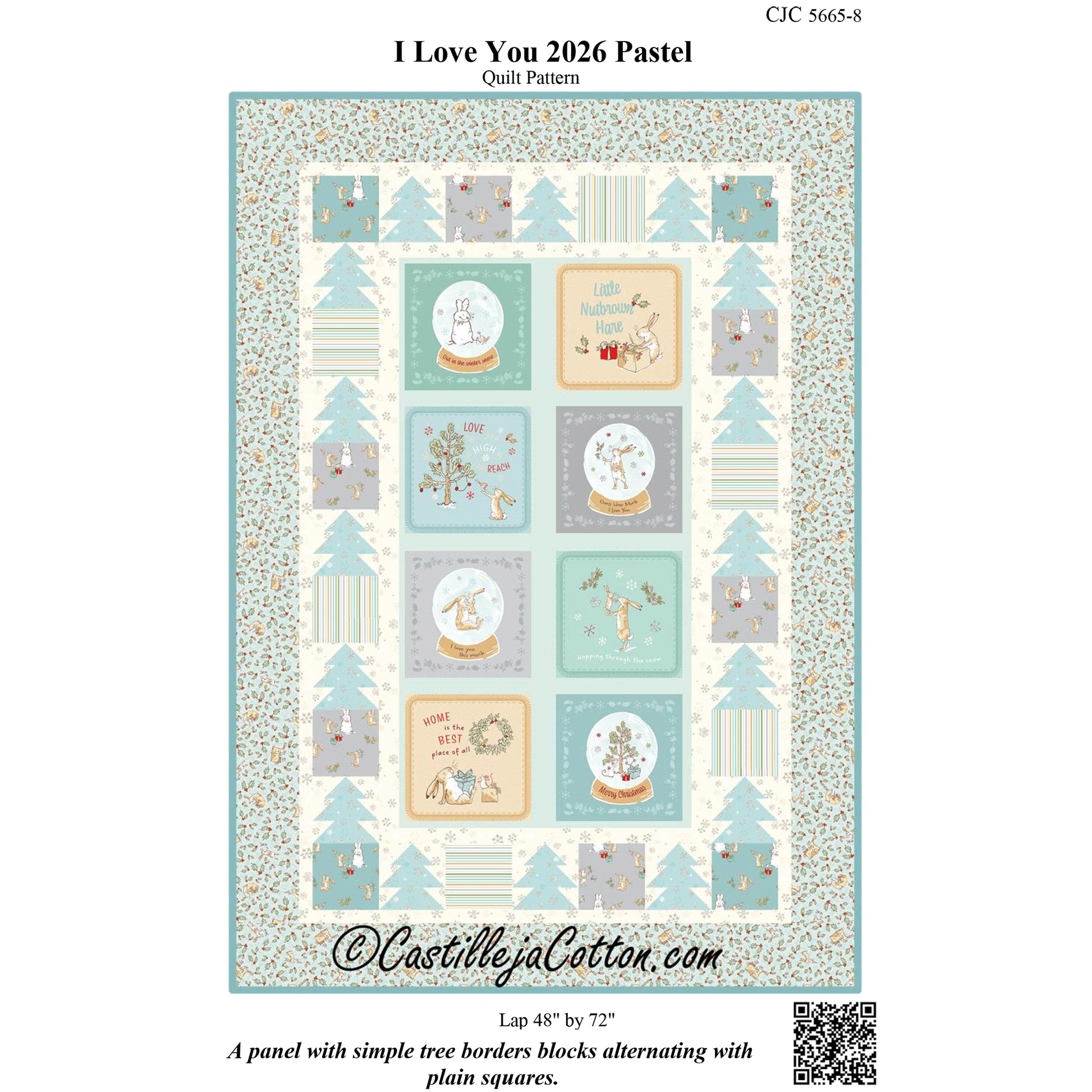 Cover image of pattern for I Love You 2026 Pastel quilt.