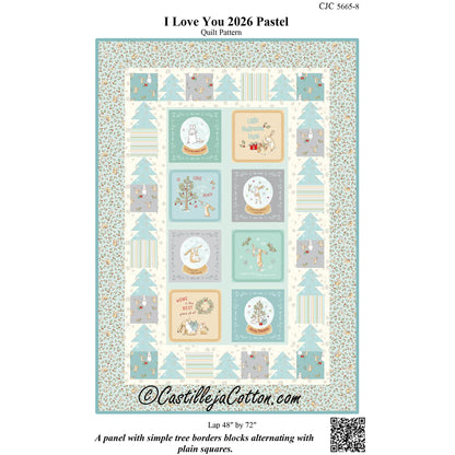 Cover image of pattern for I Love You 2026 Pastel quilt.