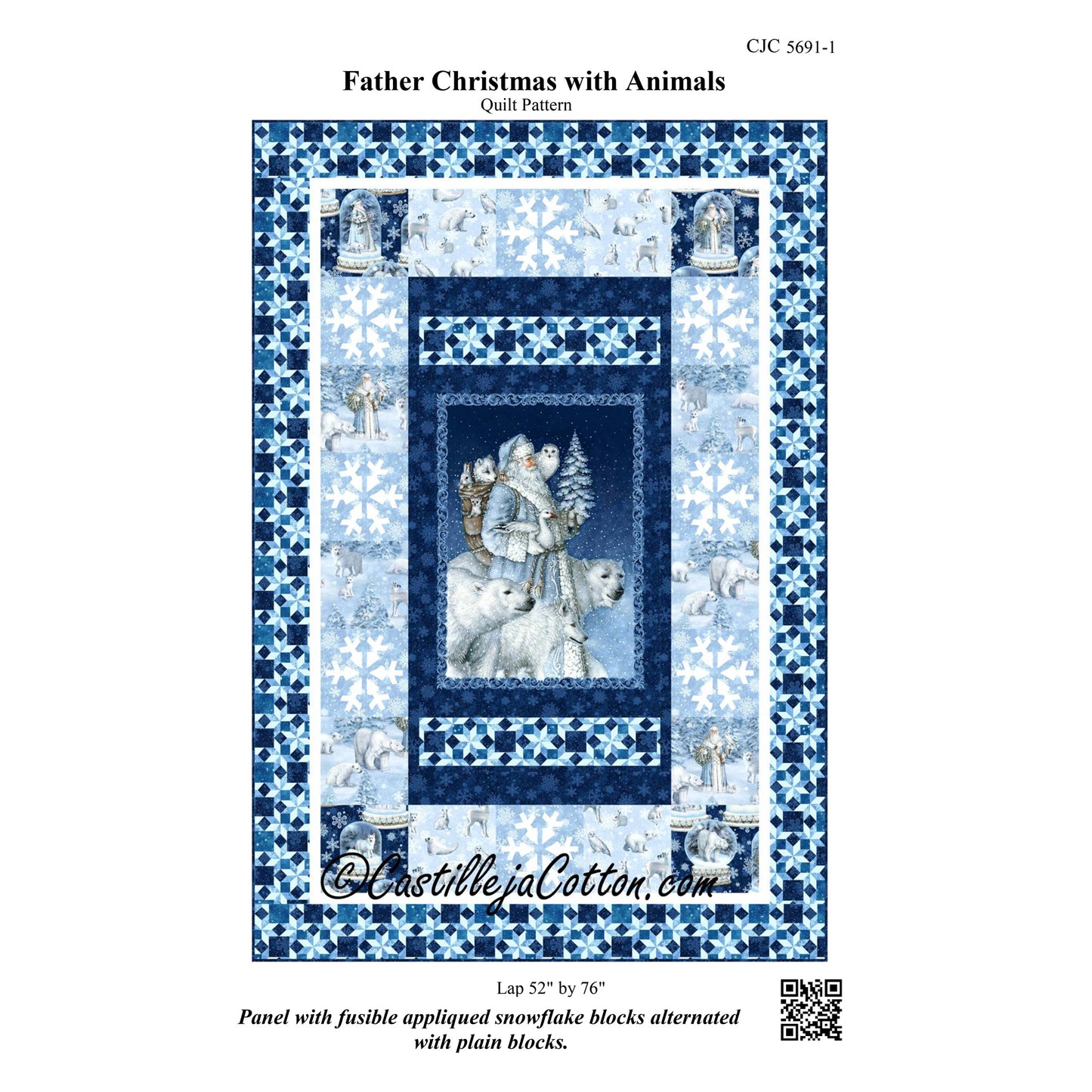Father Christmas with Animals Quilt CJC-56911e - Downloadable Pattern