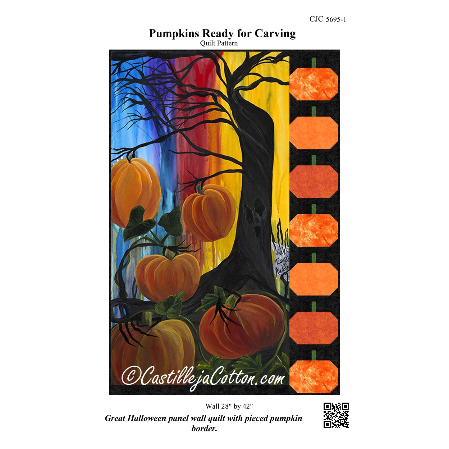 Pumpkins Ready for Carving Wall Hanging Pattern CJC-56951 - Paper Pattern