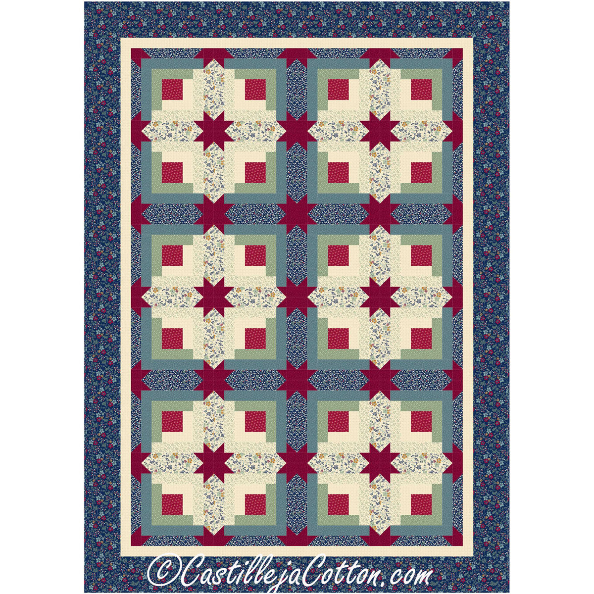 Log Cabin Stars Quilt CJC-57001e - Downloadable Pattern