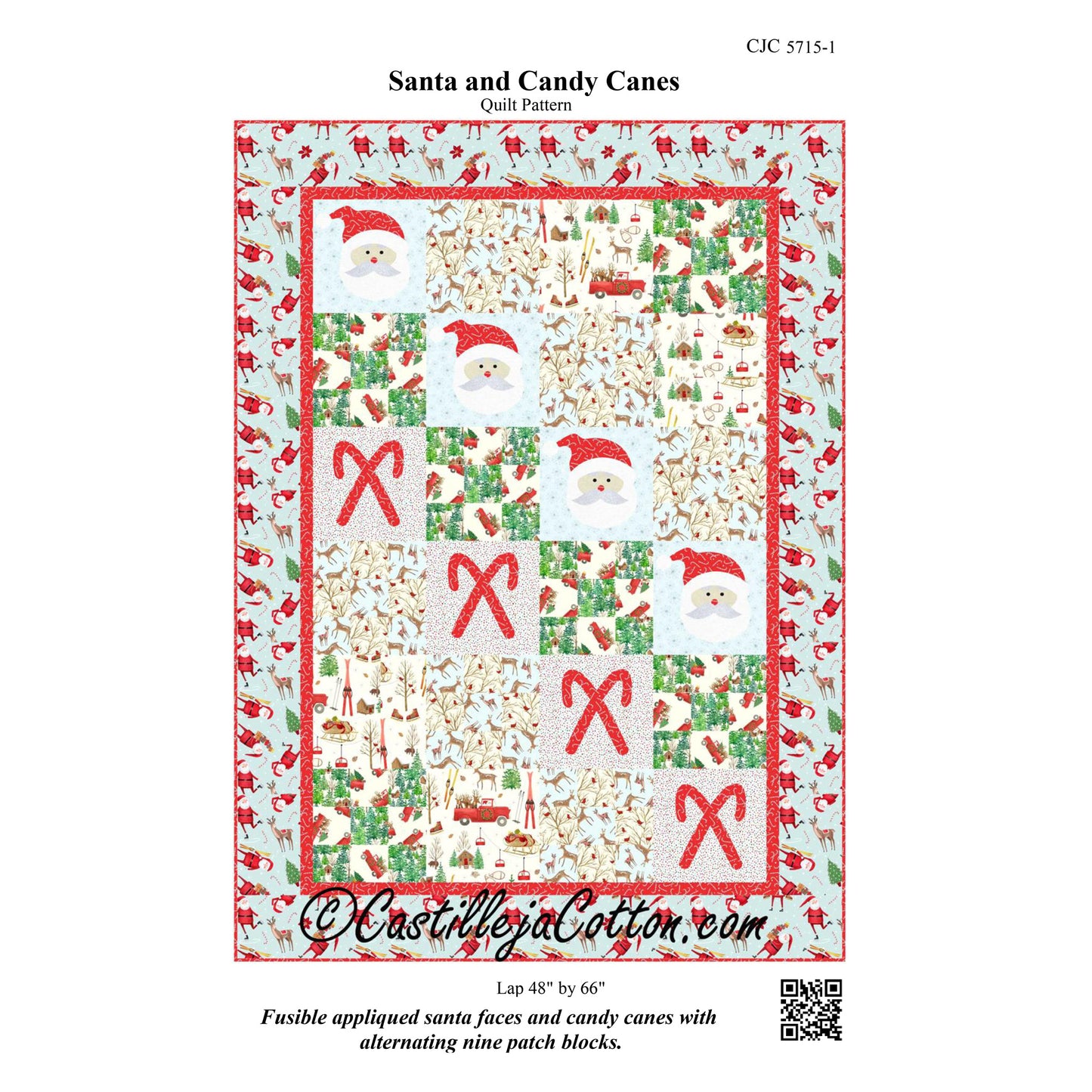 Santa and Candy Canes Quilt CJC-57151e - Downloadable Pattern