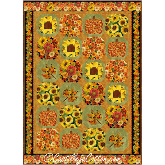 Leaves, Sunflowers and Pumpkins Quilt Pattern CJC-57181 - Paper Pattern