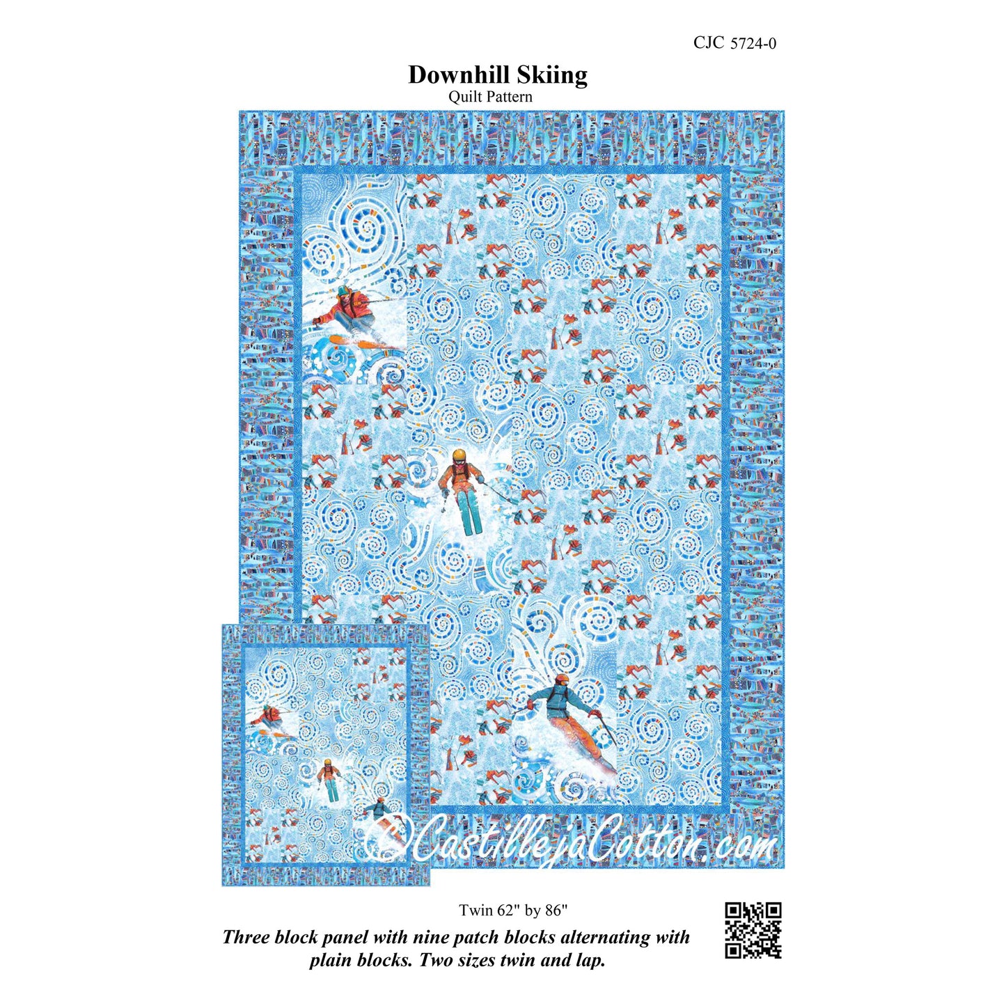 Downhill Skiing Quilt CJC-57240e - Downloadable Pattern