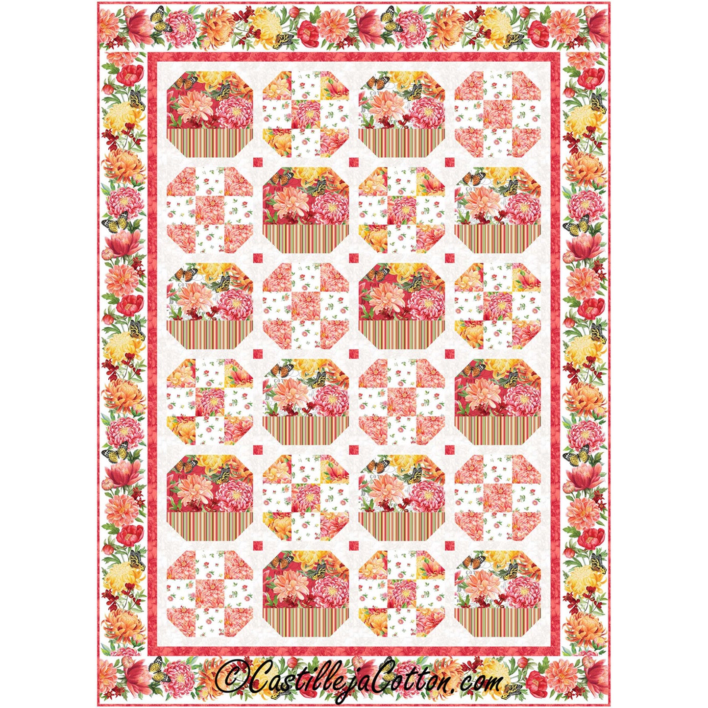 Blossom Baskets and Nines Quilt CJC-57271e - Downloadable Pattern