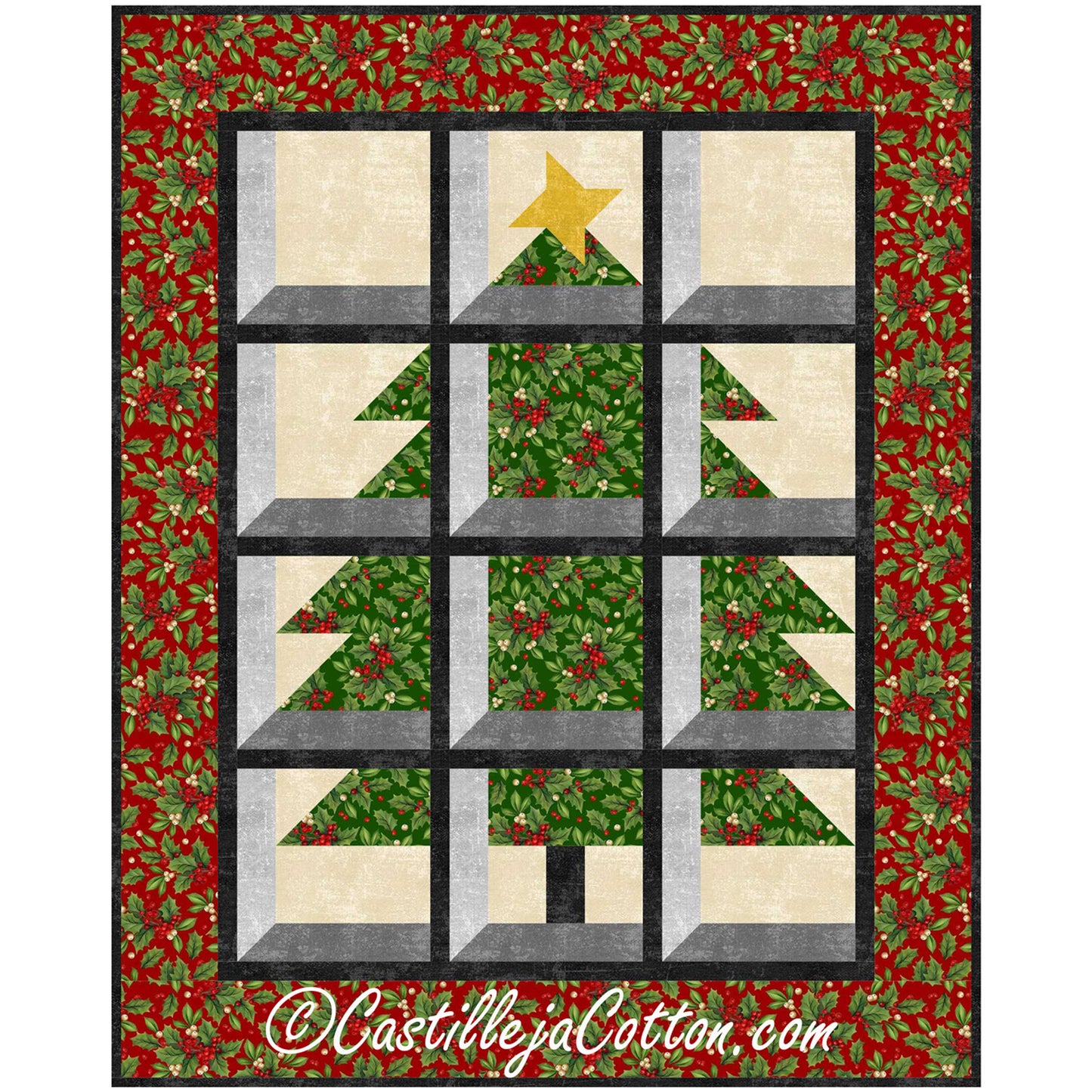 Christmas Tree in a Window Wall Hanging Quilt Pattern CJC-57471 - Paper Pattern