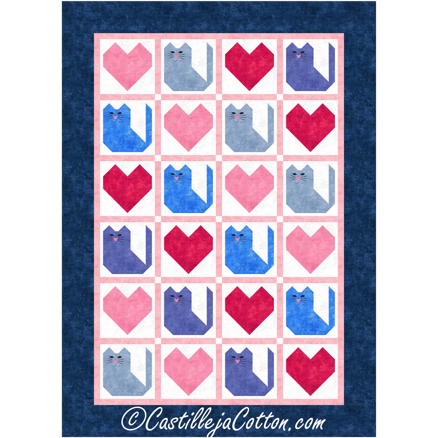 Cats and Hearts Quilt CJC-57481e - Downloadable Pattern