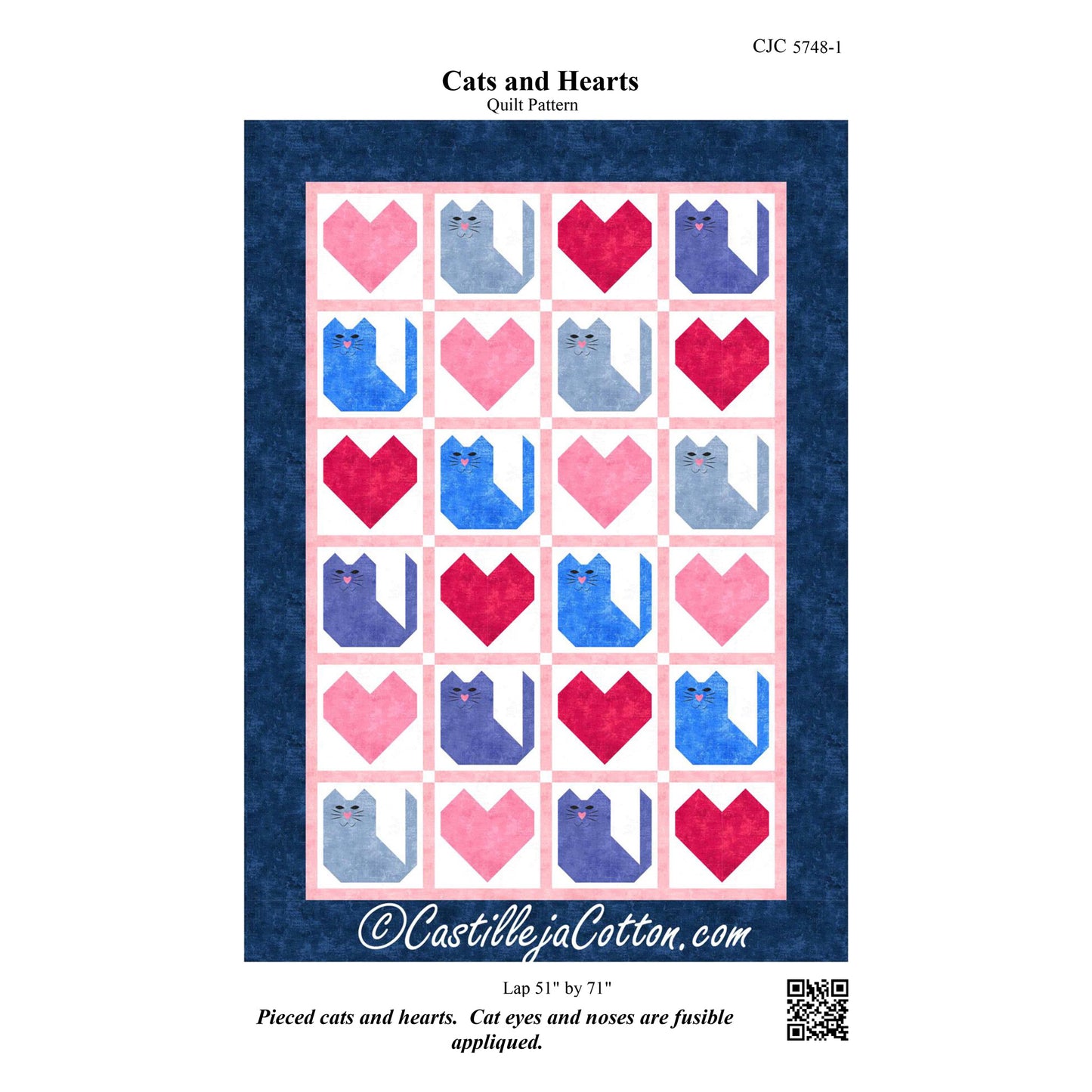 Cats and Hearts Quilt CJC-57481e - Downloadable Pattern