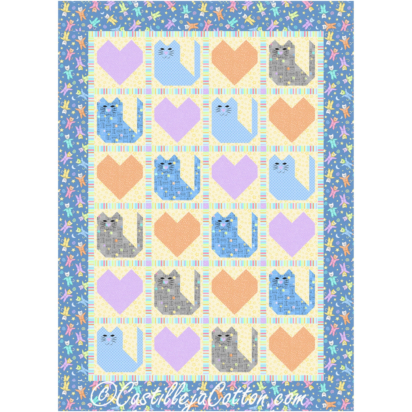 Cats Pajamas and Hearts Quilt Pattern CJC-57482 - Paper Pattern