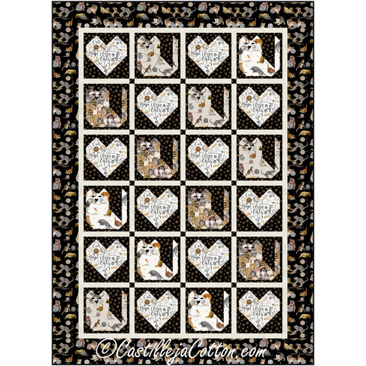Cats and Hearts Meow Quilt Pattern CJC-57483 - Paper Pattern