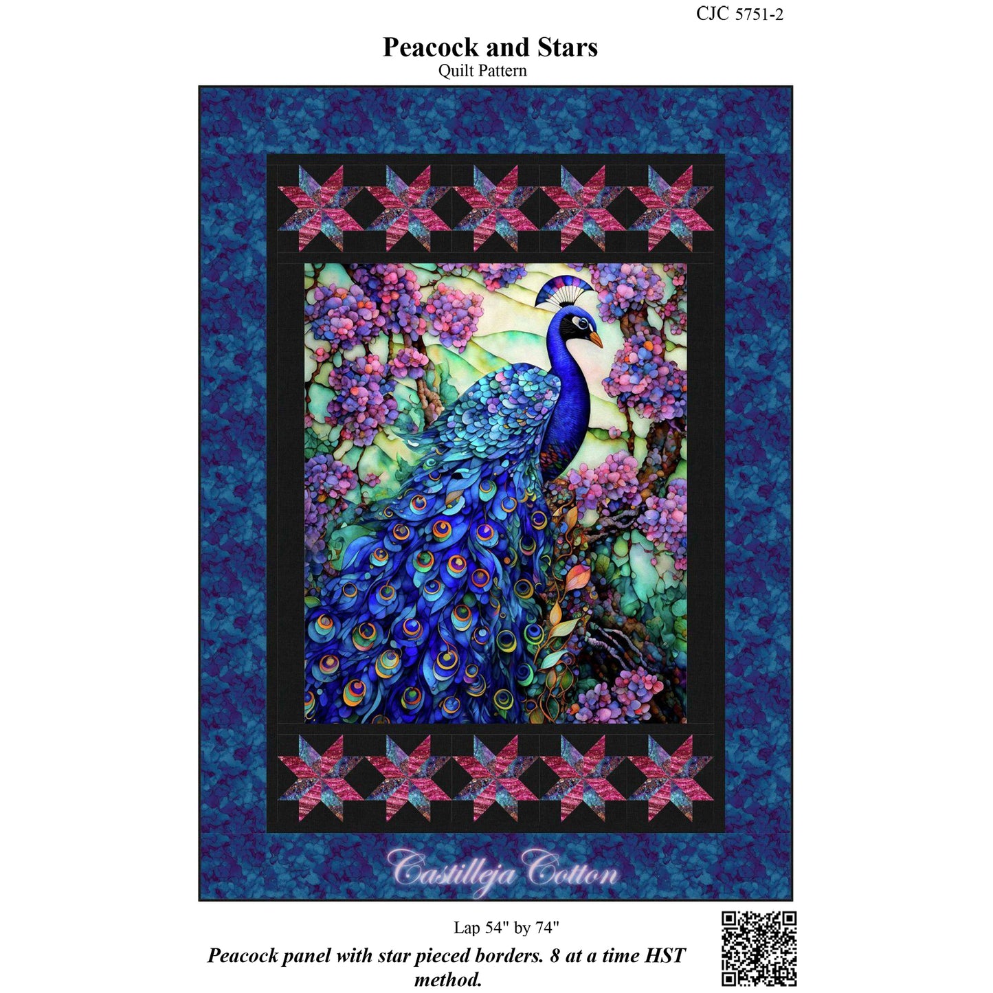 Cover image of pattern for Peacock and Stars quilt.