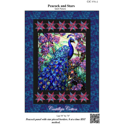Cover image of pattern for Peacock and Stars quilt.