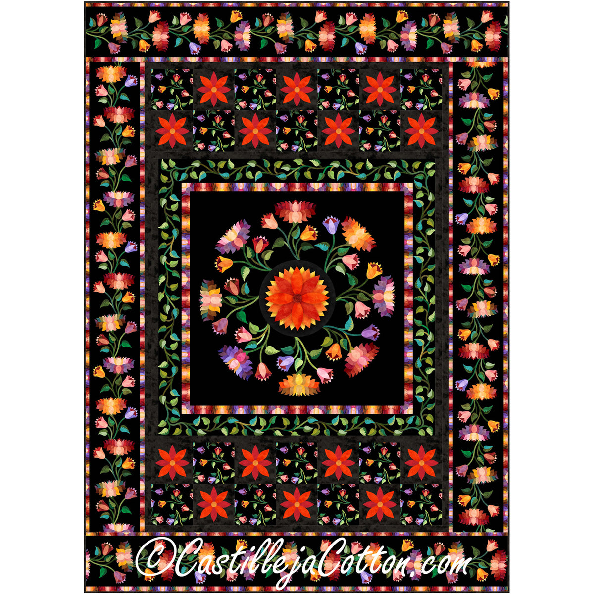 Flamenco Floral Dance Quilt Pattern CJC-57711 - Paper Pattern