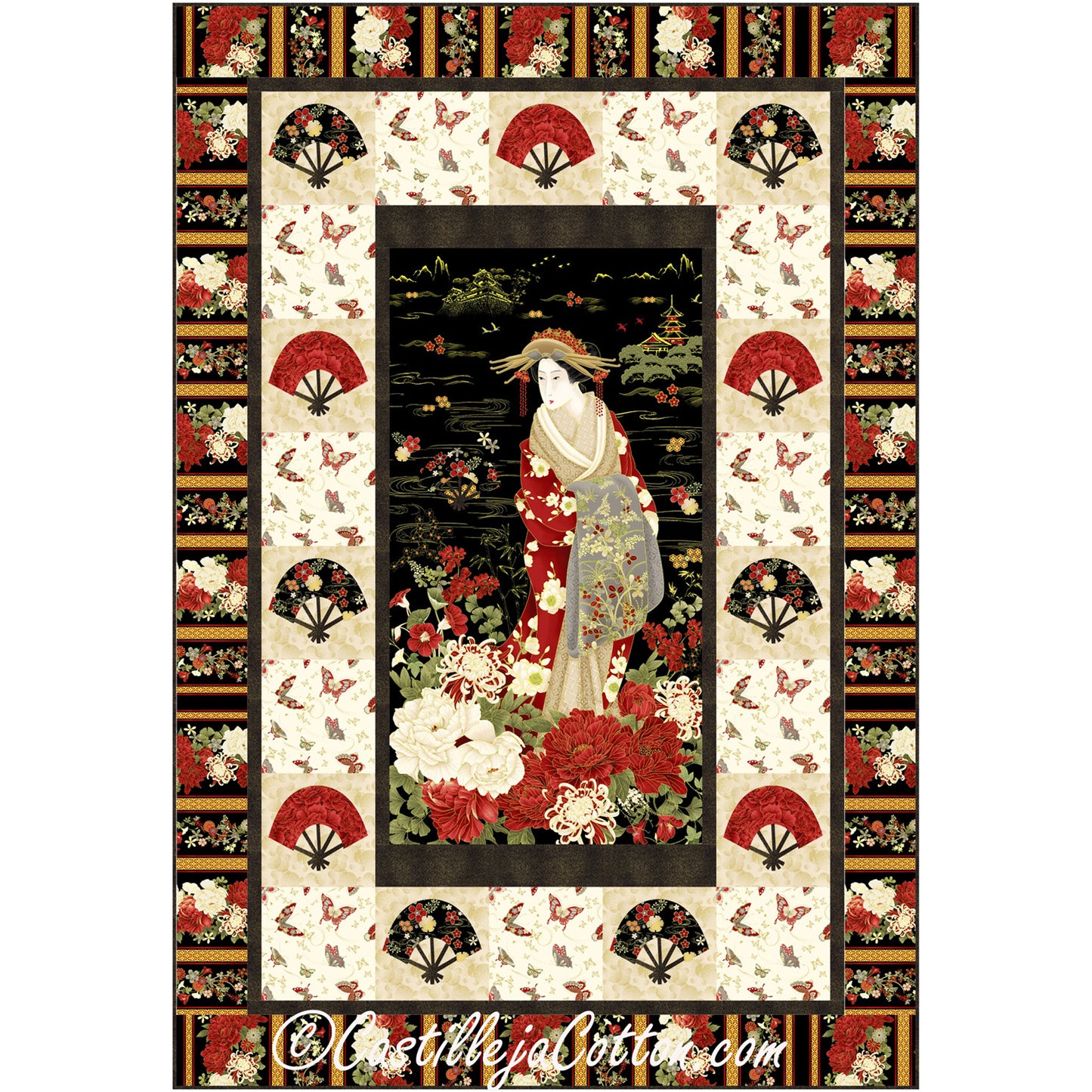 Geisha Fans Quilt Pattern CJC-57761 - Paper Pattern