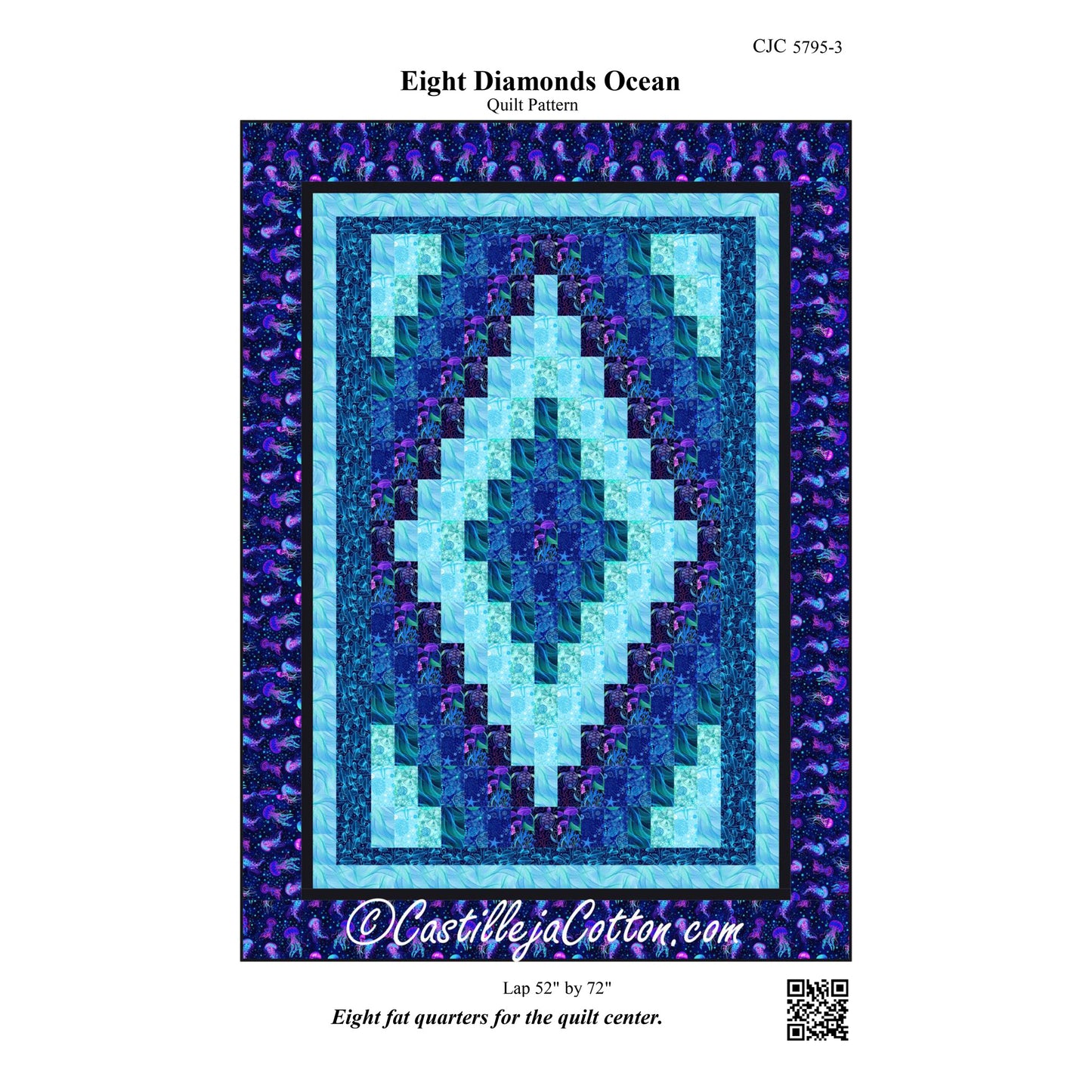 Eight Diamonds Ocean Quilt Pattern CJC-57953 - Paper Pattern