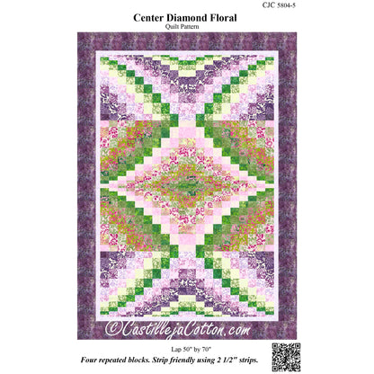 Cover image of pattern for Center Diamond Floral quilt.