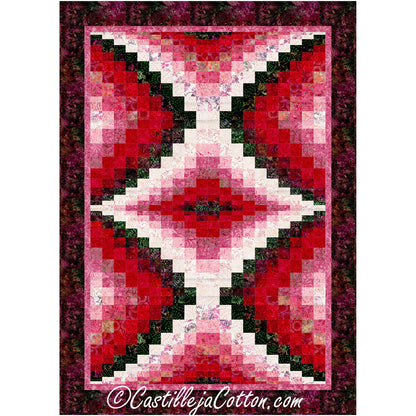 Center Diamond Geranium quilt features four repeated blocks in this bargello design.