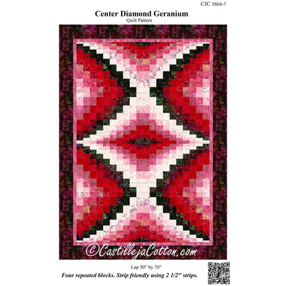 Cover image of pattern for Center Diamond Geranium quilt.