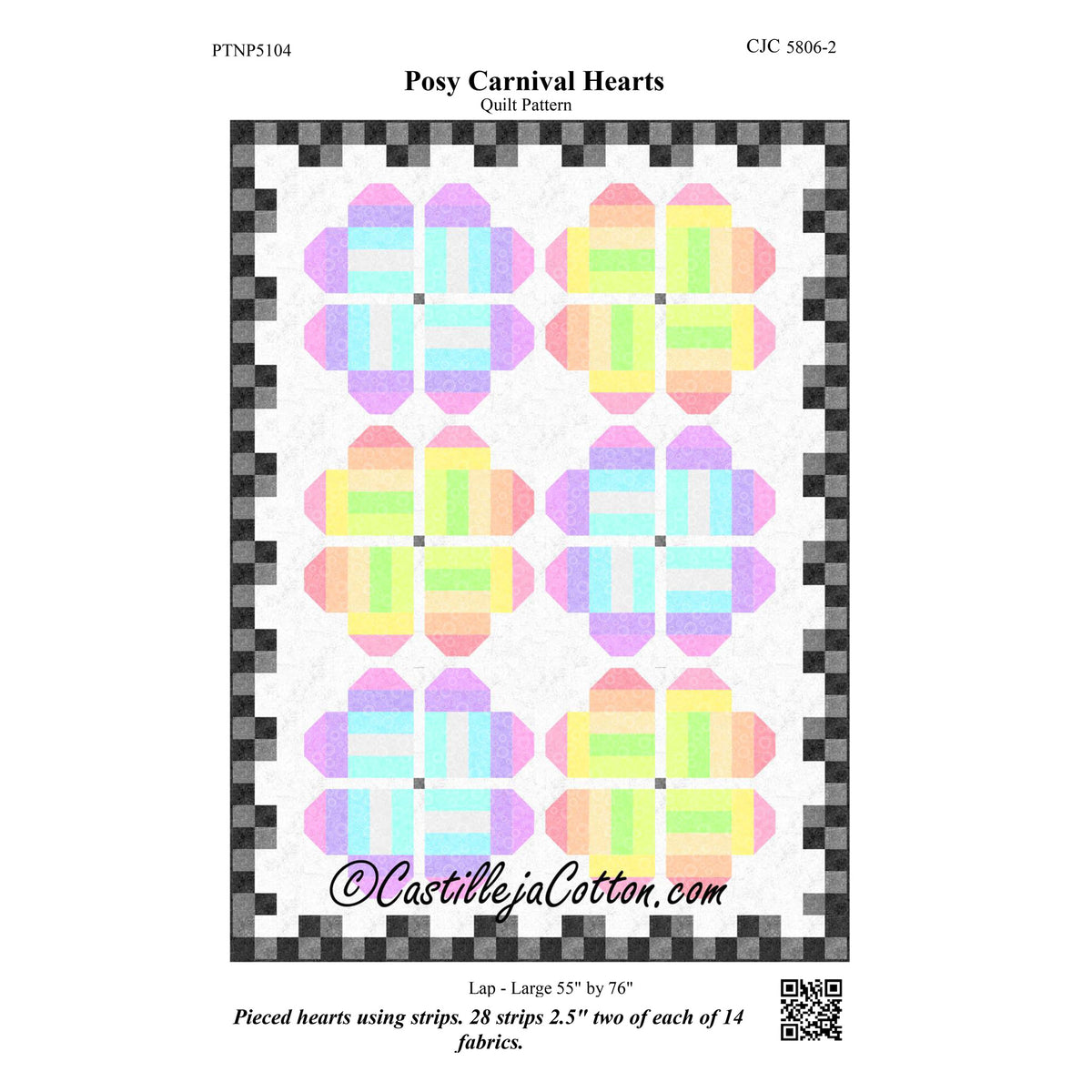 Posy Carnival Hearts Quilt CJC-58062e - Downloadable Pattern