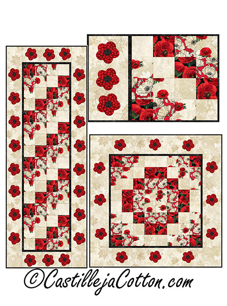 Poppy Trio Table Set Pattern CJC-58110 - Paper Pattern