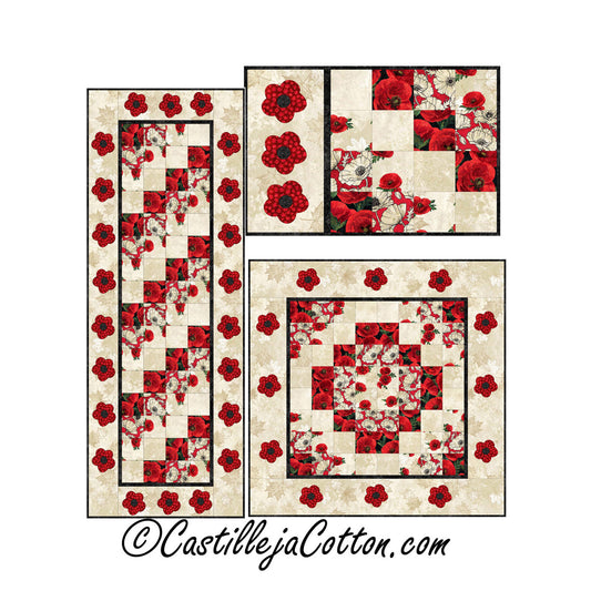 Poppy Trio Table Set Pattern CJC-58110 - Paper Pattern