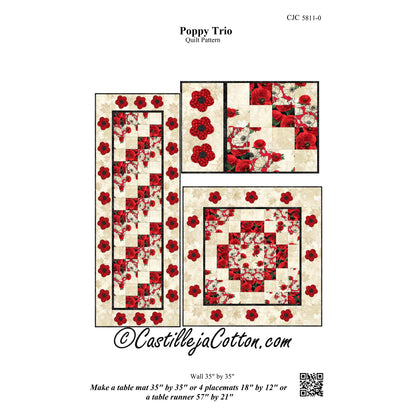 Poppy Trio Table Set CJC-58110e - Downloadable Pattern