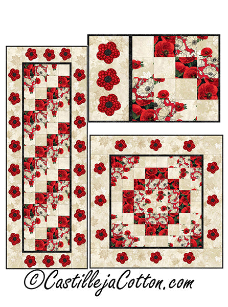 Poppy Trio Table Set Pattern CJC-58110w  - Wholesale Product