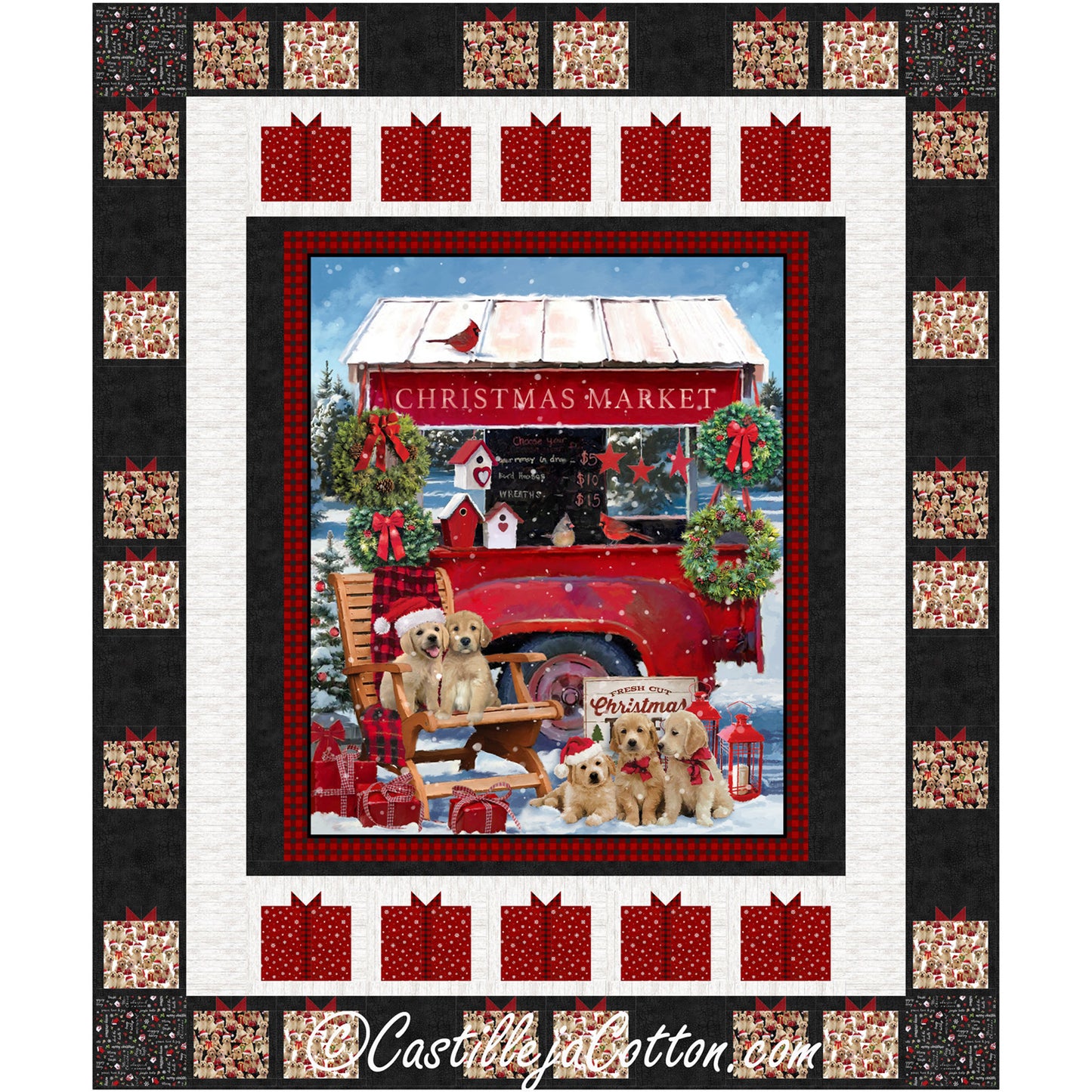 Puppies and Gifts Quilt Pattern CJC-58331 - Paper Pattern