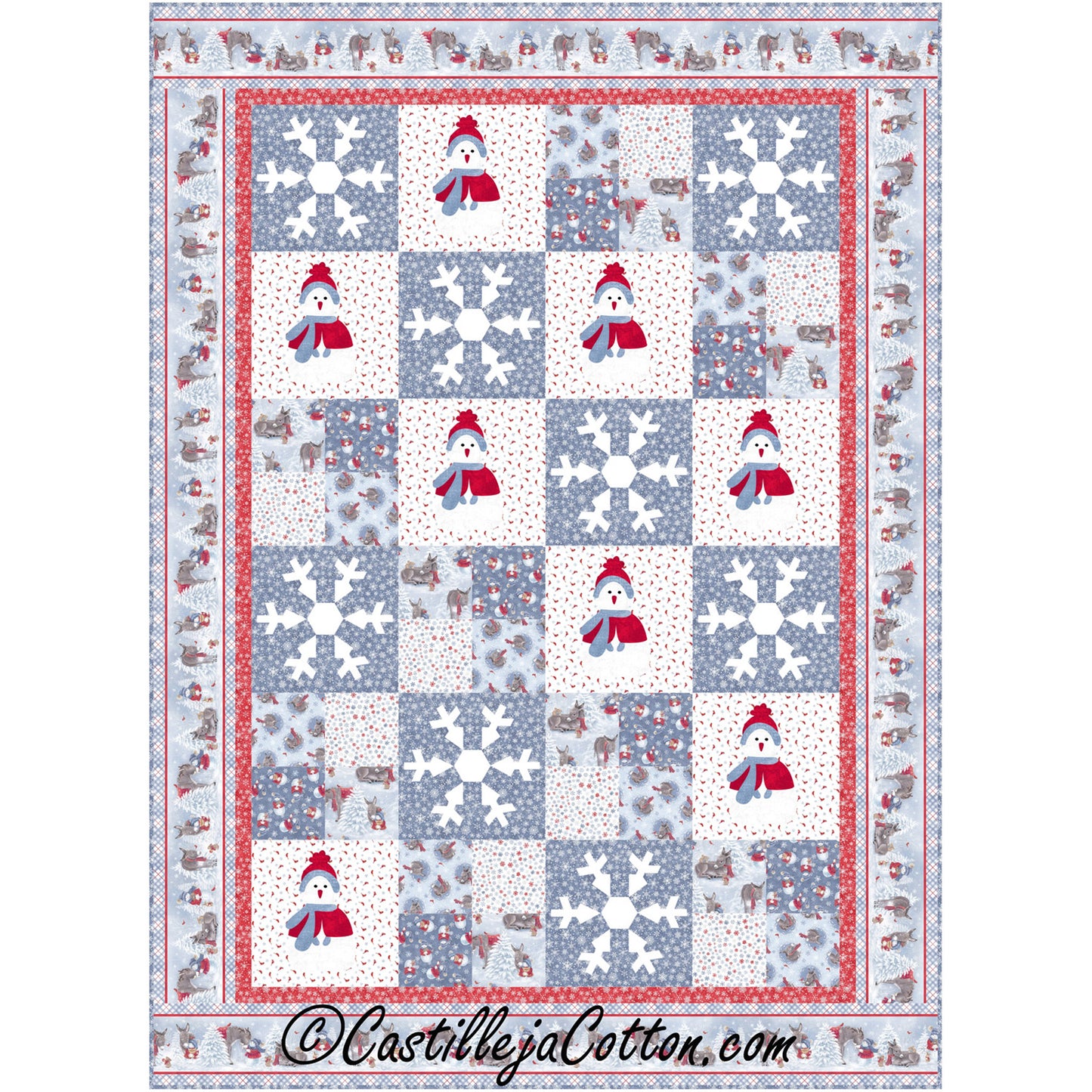 Snow Folks and Donkeys Quilt Pattern CJC-58351 - Paper Pattern