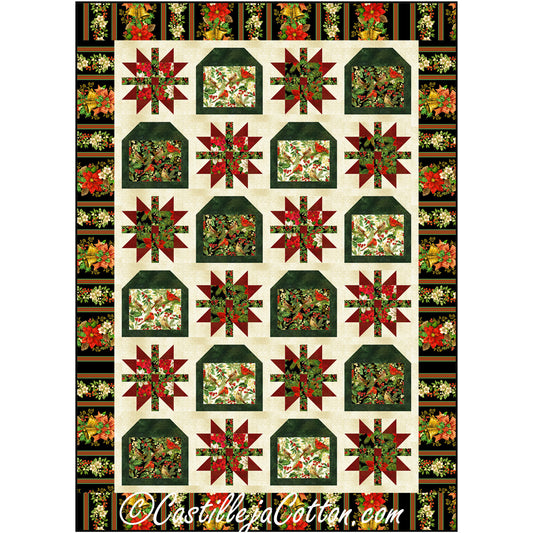 Poinsettias and Birdhouses Quilt CJC-58451e - Downloadable Pattern
