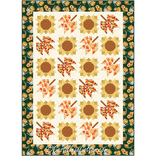 Sunflowers and Leaves Quilt CJC-58541e - Downloadable Pattern