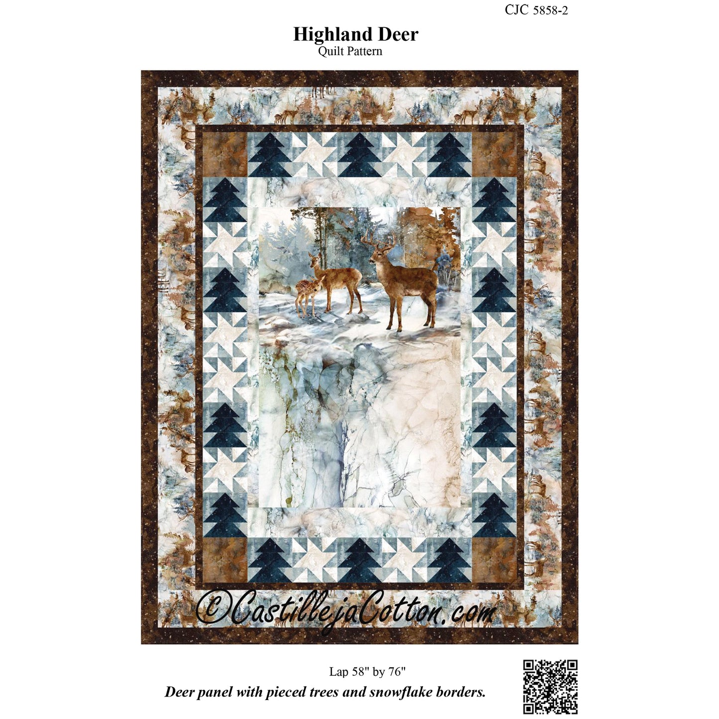 Cover image of pattern for Highland Deer Quilt.