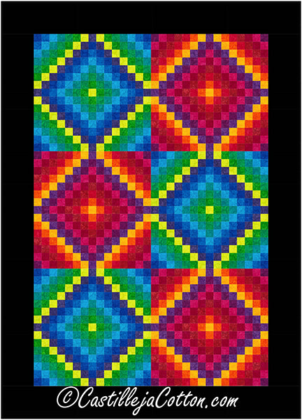 Hexies Sixteen FQ Trip Quilt CJC-58671e - Downloadable Pattern