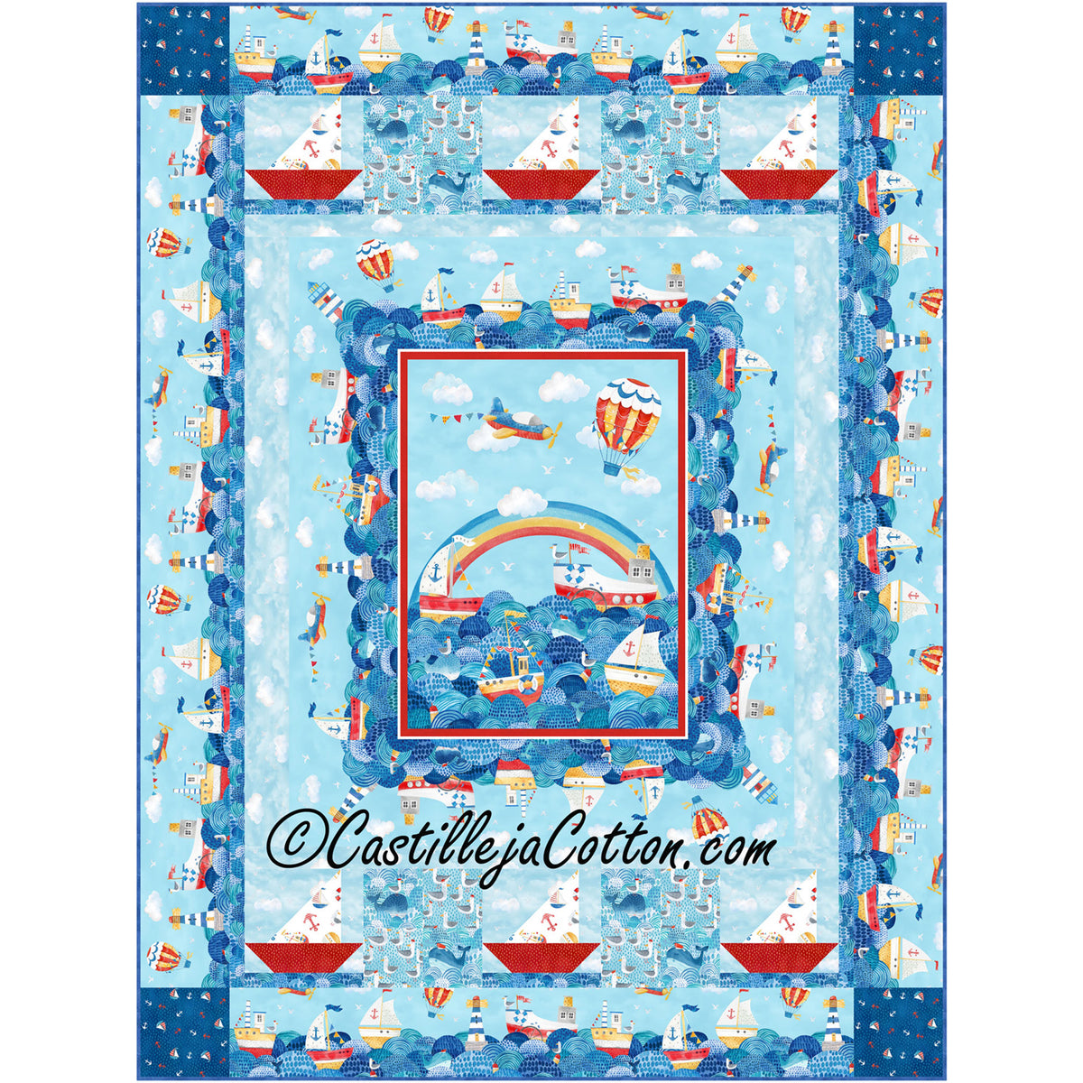Ships and Air Balloons Quilt CJC-58711e - Downloadable Pattern