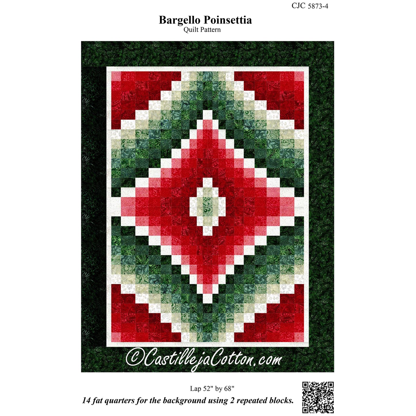 Cover image of pattern for Bargello poinsettia quilt.