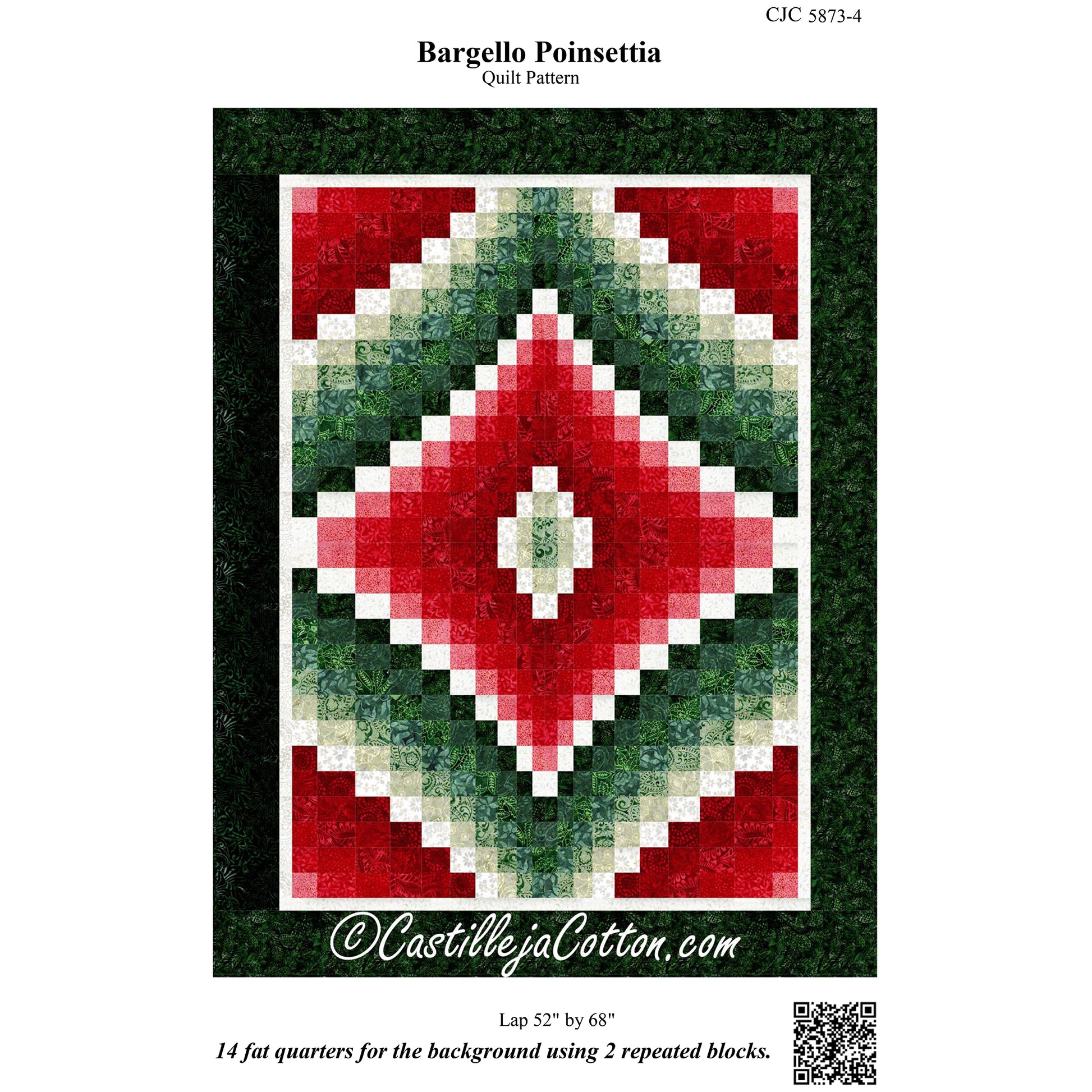 Cover image of pattern for Bargello poinsettia quilt.