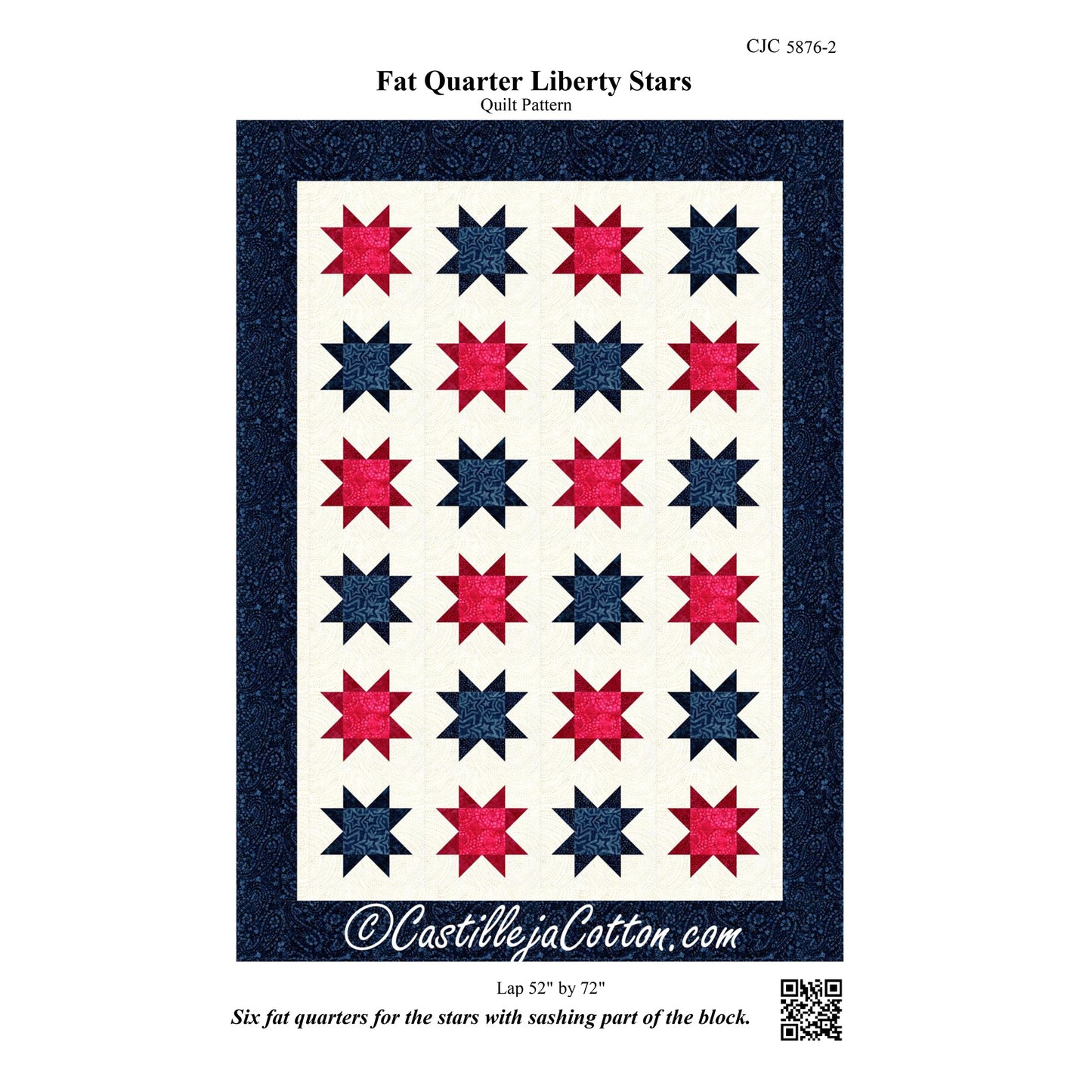 Fat Quarter Liberty Stars Quilt Pattern CJC-58762 - Paper Pattern
