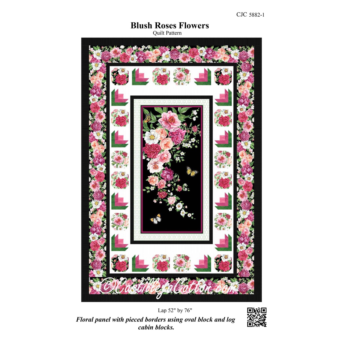 Blush Rose Flowers Quilt CJC-58821e - Downloadable Pattern
