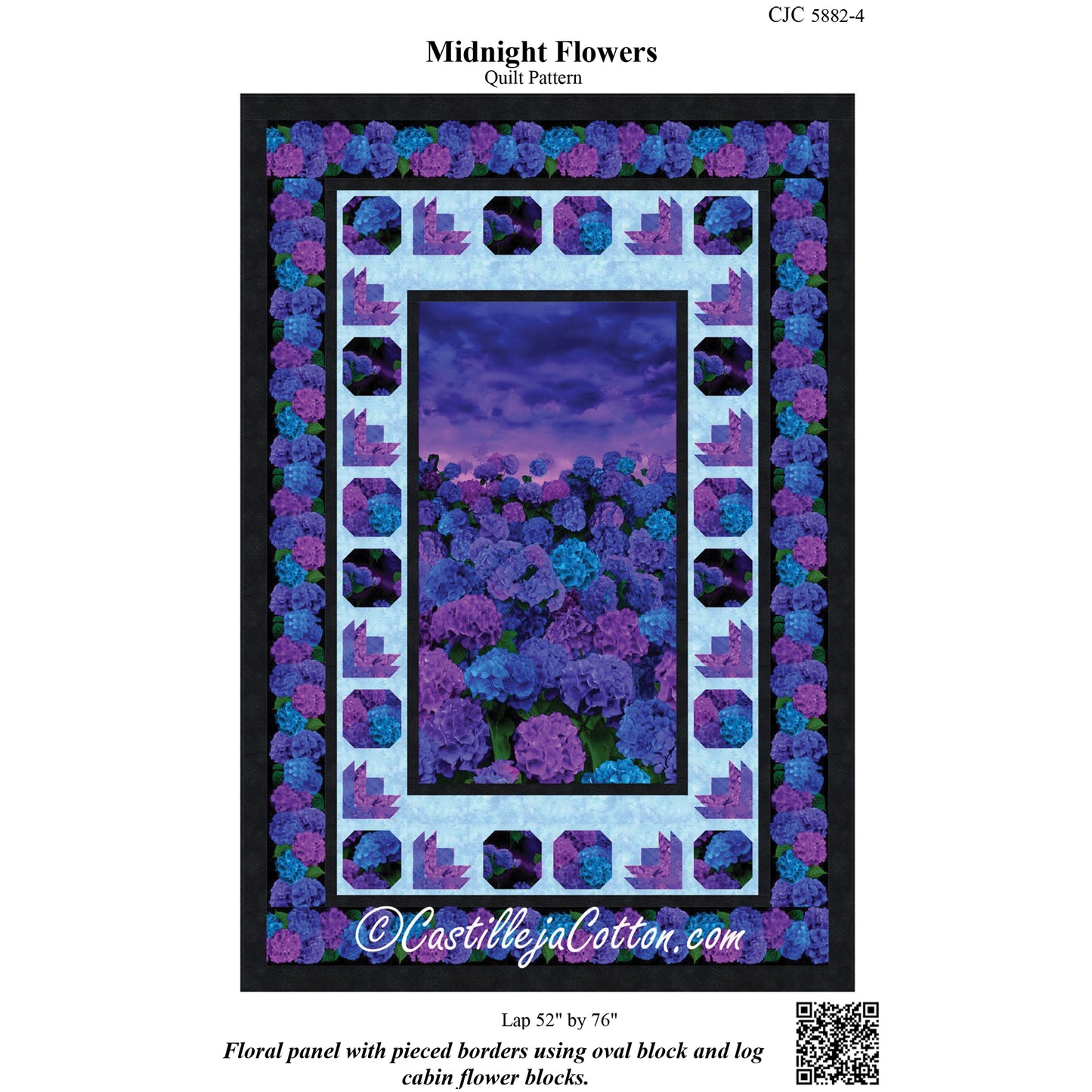 Cover image of pattern for Midnight Flowers Quilt.