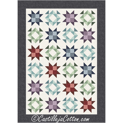 A vibrant quilt featuring a colorful star pattern, showcasing a blend of hues.