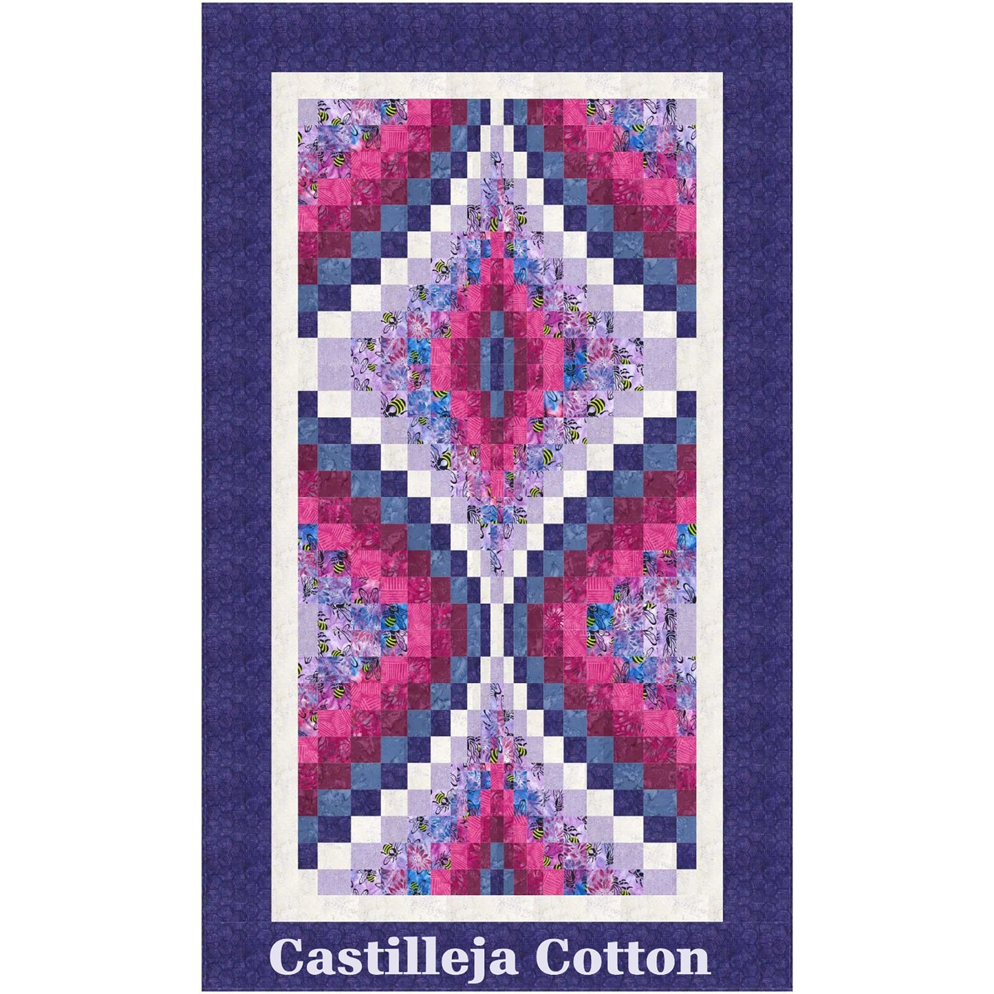 Hourglass Busy Bee quilt is a fun bargello hour-glass design.