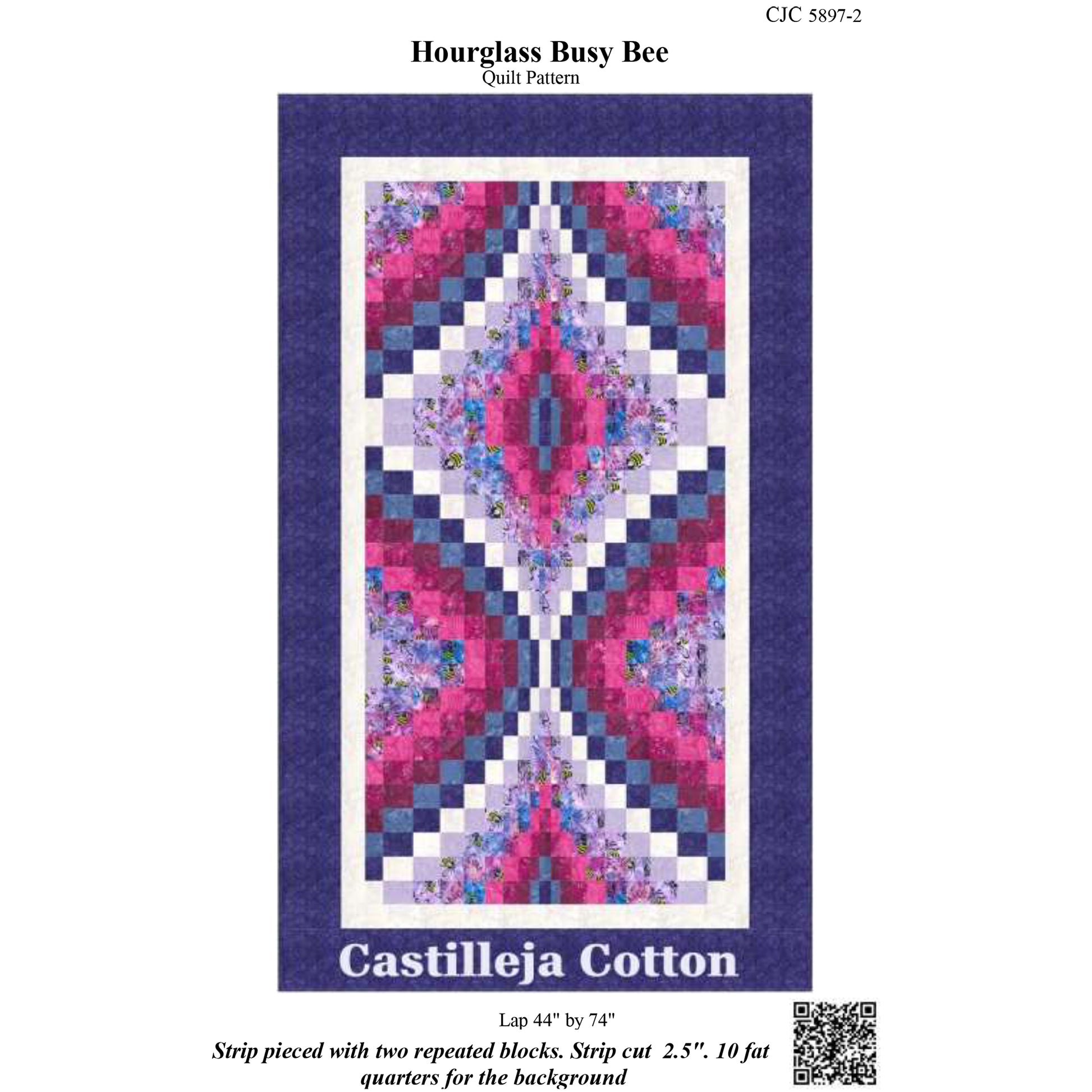 Cover image of pattern for Hourglass Busy Bee quilt.