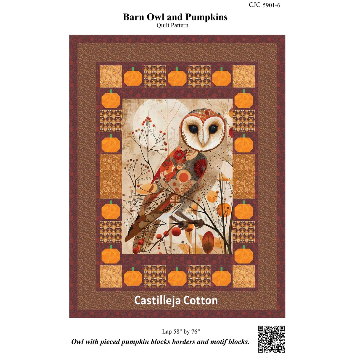 Barn Owls and Pumpkins Quilt Pattern CJC-59016w - Wholesale Product