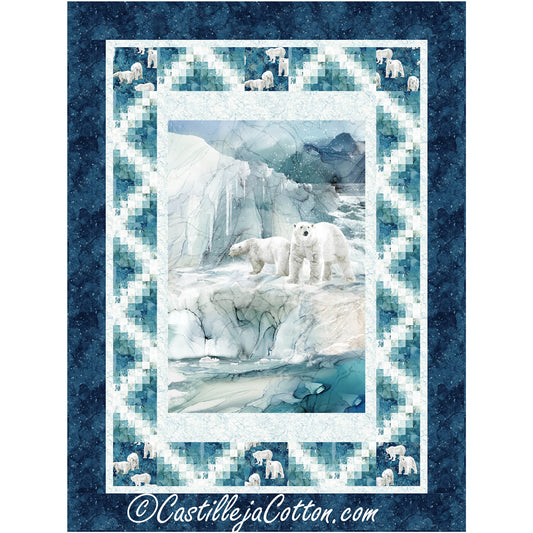 Tundra Bears quilt is a "cool" quilt with a polar bears on ice panel  with simple pieced borders.