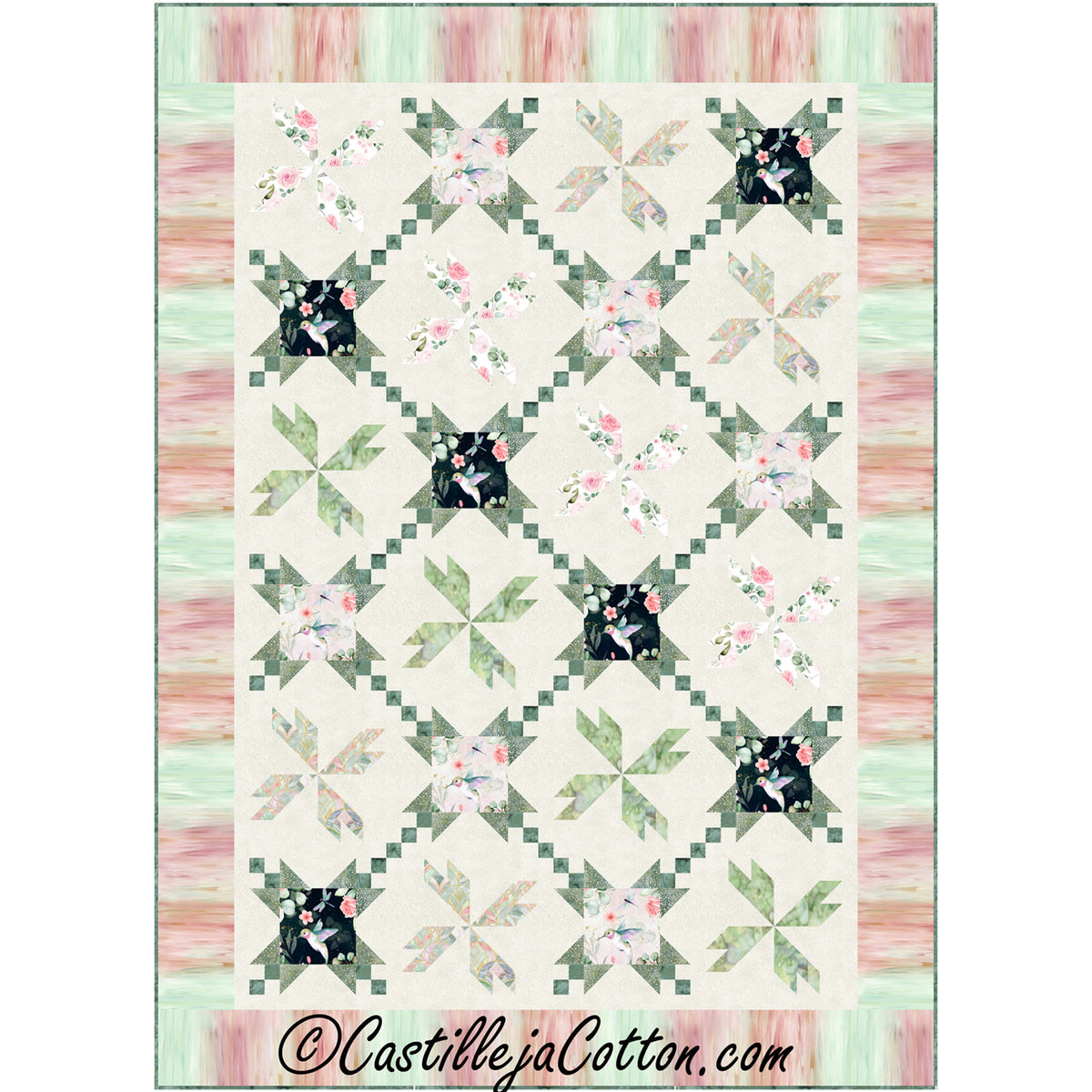 Fluttering Pink Flowers Quilt Pattern CJC-59092 - Paper Pattern