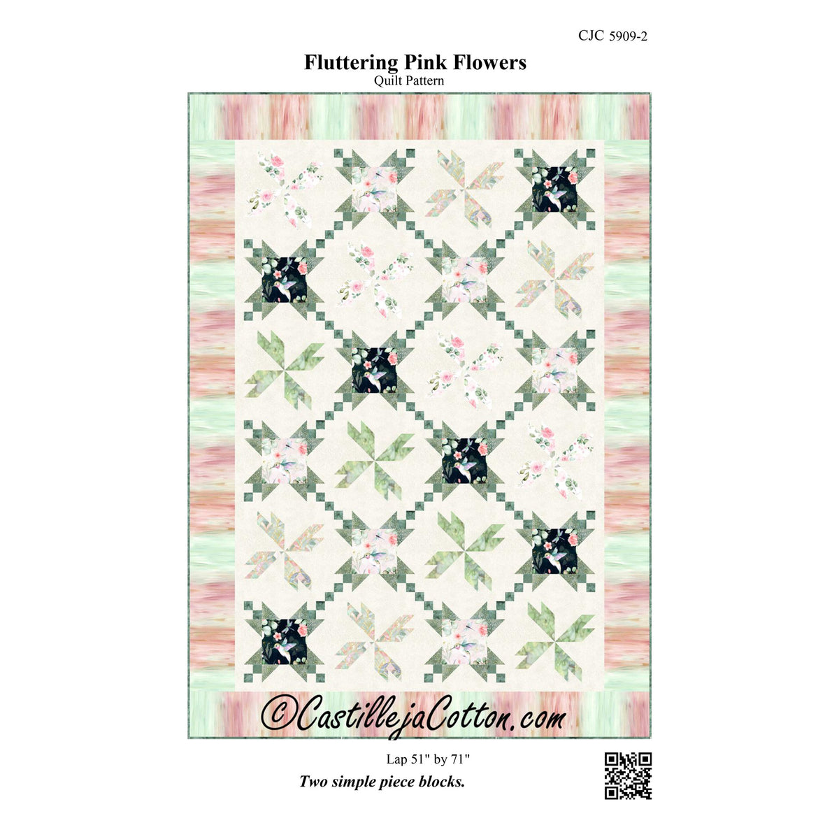 Fluttering Pink Flowers Quilt Pattern CJC-59092 - Paper Pattern